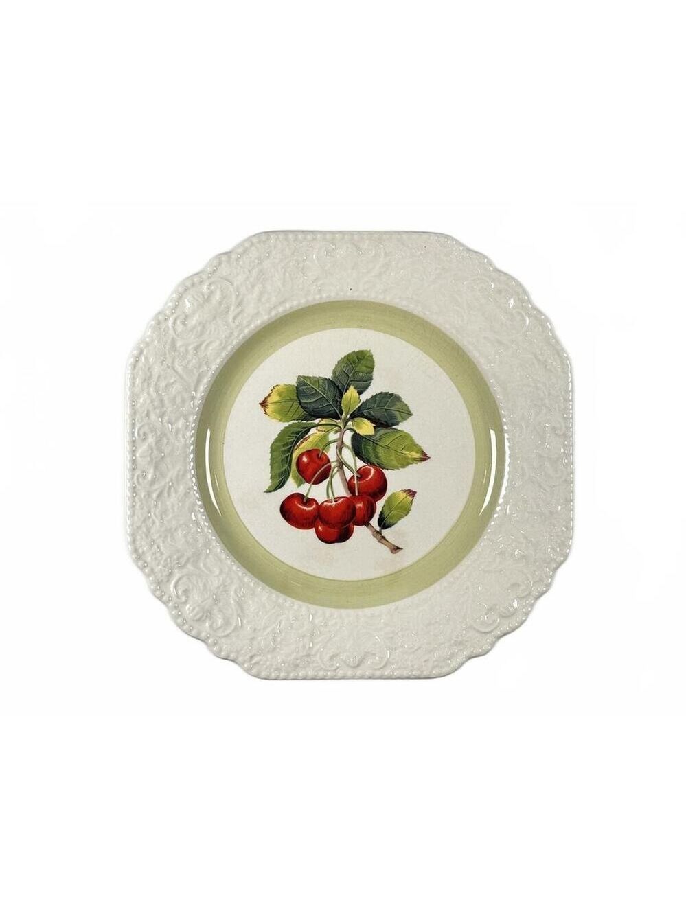Vintage Lord Nelson Pottery Cherry Botanical Embossed Hand-Crafted Plate England